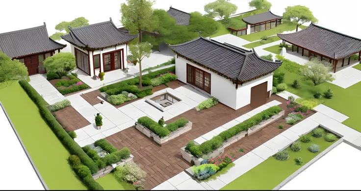 New Chinese courtyard，plan，500 square meters