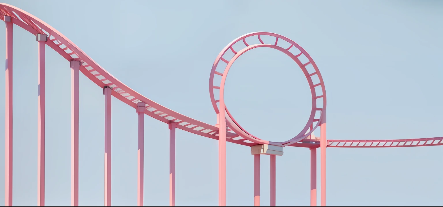 Light pink tracks，roller coasters，Clay effect，highly rendered,  3 d render even lit, arte renderizada, rendered lighting, Render in 3dmax, pre-rendered, 3 d rendered, a 3D render, fully rendered light to shadow, rendered image,An amusement park, well lit 3...