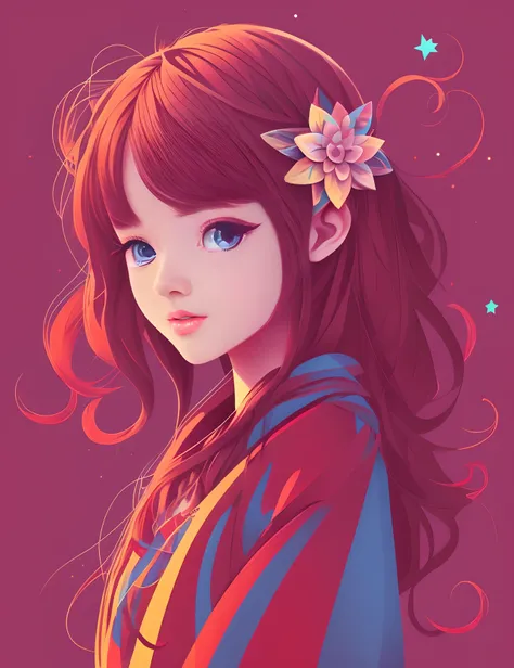 a cute girl,cute colors,art design,illustrations,,popular art stations,digital art,minimalism --auto --s2