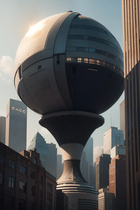 sci-fi building，curves，spherical，Central square