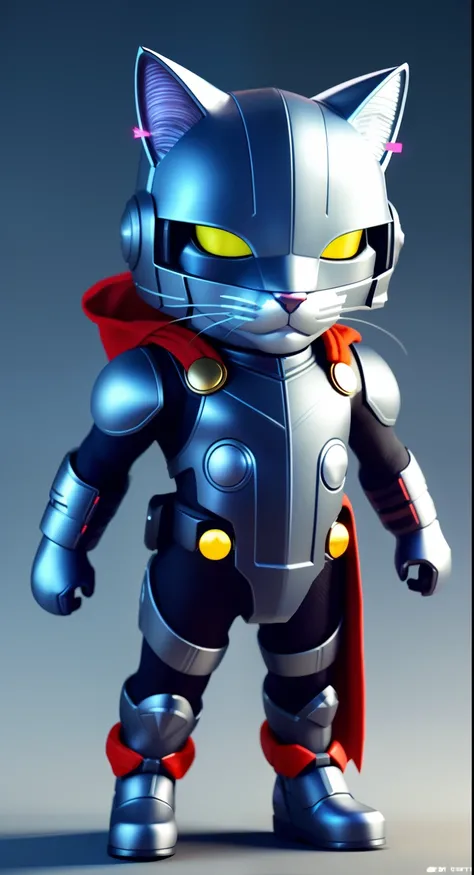 there is a cat in a Thor suit with a helmet on, cyborg kitten, cute 3 d render, rendered in redshift, 3 d render stylized, cyberpunk cat, scifi character render, scifi character, stylized 3d render, stylized as a 3d render, 3 d render character art 8 k, cg...