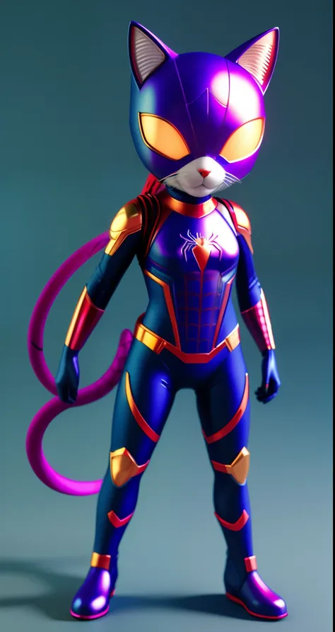 there is a cat in a spiderman suit with a helmet on, cyborg kitten, cute 3 d render, rendered in redshift, 3 d render stylized, cyberpunk cat, scifi character render, scifi character, stylized 3d render, stylized as a 3d render, 3 d render character art 8 ...