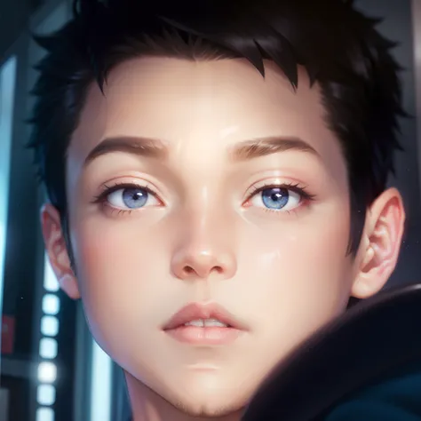 quadratic element，Teenager avatar，Handsome，short detailed hair