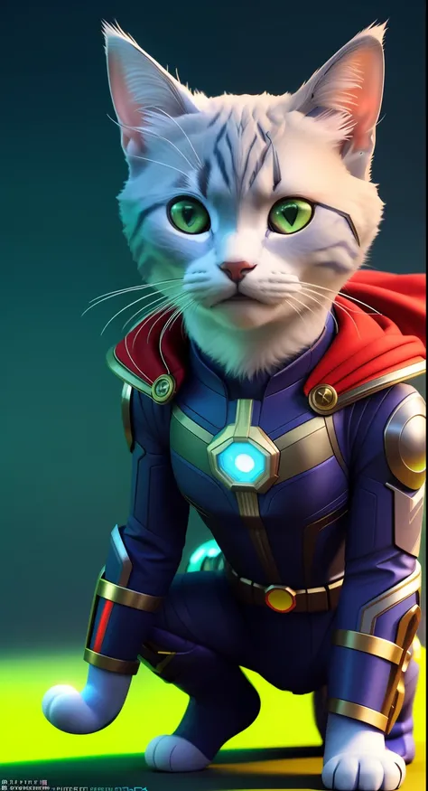 there is a cat in a doctor strange suit with a helmet on, cyborg kitten, cute 3 d render, rendered in redshift, 3 d render stylized, cyberpunk cat, scifi character render, scifi character, stylized 3d render, stylized as a 3d render, 3 d render character a...