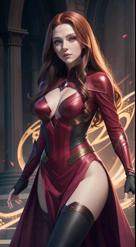 Subject: A photorealistic portrayal of Scarlet Witch in her enchanting attire, standing gracefully with an air of mystique.
Type of Image: Photorealistic digital artwork capturing Scarlet Witchs mystical aura and captivating presence.
Art Styles: Photoreal...