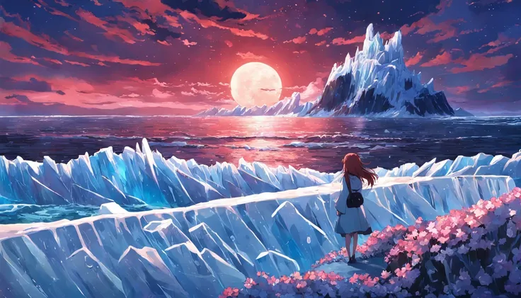 ice flower，Red ridge，Bright moon on the sea，