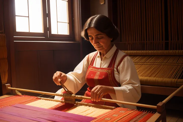 Date: 1925
Location: Istanbul, Turkey
Description: A weavers hands move rhythmically across a loom, transforming vibrant threads into intricate patterns, all under the luminous light of a Turkish sun.