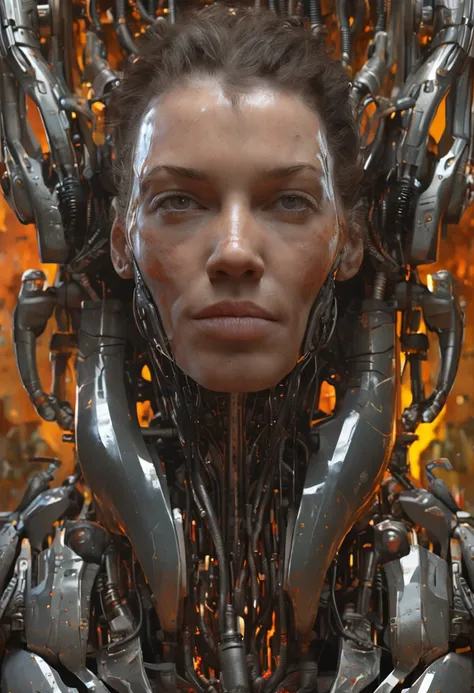 Ultra-realistic ITA1, Perfect face proportions, Cyborg Milla Jovovich, mech body, cyborg body, Cyberpunk, Mecha body, Cyber mech fuselage, Muscular body design, insanely beautiful, beautiful detailed intricate insanely detailed octane render trending on ar...