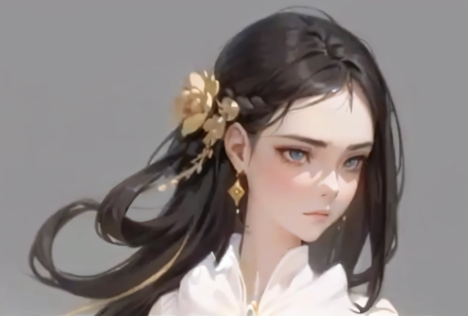 a close up of a woman with long hair wearing a white shirt, Guviz-style artwork, Guviz, Beautiful character painting, detailed portrait of an anime girl, a beautiful anime portrait, by Yang J, guweiz masterpiece, Anime girl with long hair, made with anime ...