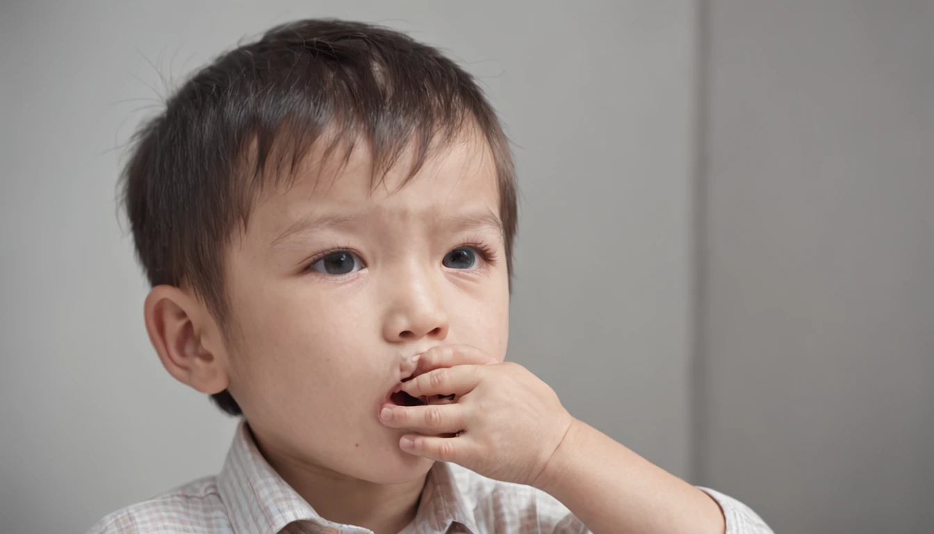 There was a boy sitting behind his desk, coughing, sick with a cold,child,校服, extremly intricate, Exhalation coagulation, shutter inventory, intricate complexity, Yawning, spit flying from mouth, Take a cold breath, disease