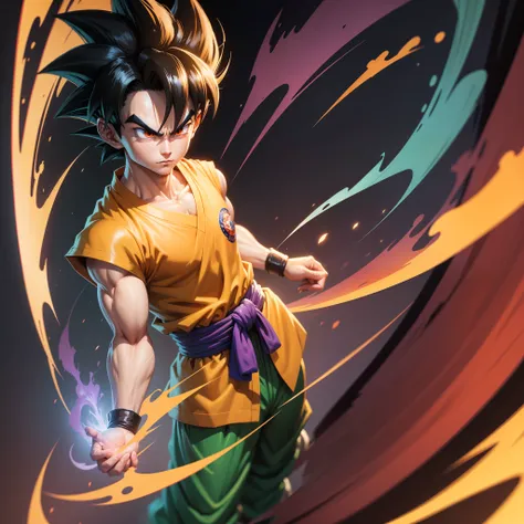 Son Gohan，sportrait，dragonball，Coloring book style，color，Classic quality color scheme，style of anime，Color depiction,Dragon Ball coloring book style --style cartoon-color,vibrant colors --style vivid,classic quality color scheme --style classic-painter,ani...