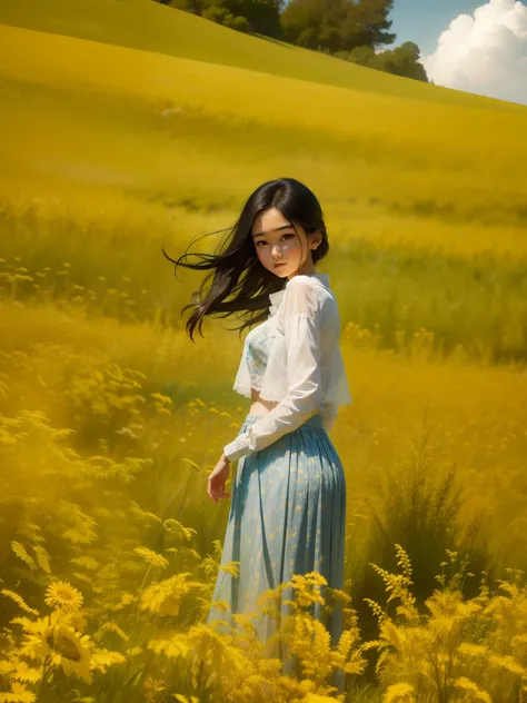 rays of sunshine，Kizi，white  skirt，Delicate face