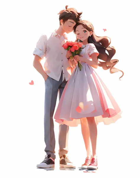 Cartoon illustration of a man and woman standing side by side, cute couple, romantic couple, couple pose, Happy couple, concept art of love, Guviz, Guviz-style artwork, couple, illusory engine ; romantic motifs, atey ghailan 8 k, trending on cgstation, in ...