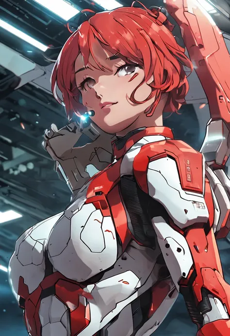 ((Best quality)), ((masterpiece)), (detailed:1.4), cute , lean body, 18 year old, Asuka Langley shoryu, evangelion, red hair, side parting, floppy hair, beautiful, science fiction, space uniform, futuristic, photography, movie scene, horror movie scene,sci...