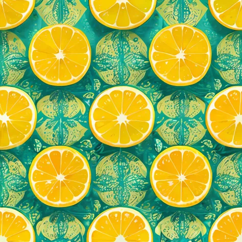 lemons and oranges pattern, texture, (((Seamless pattern)))