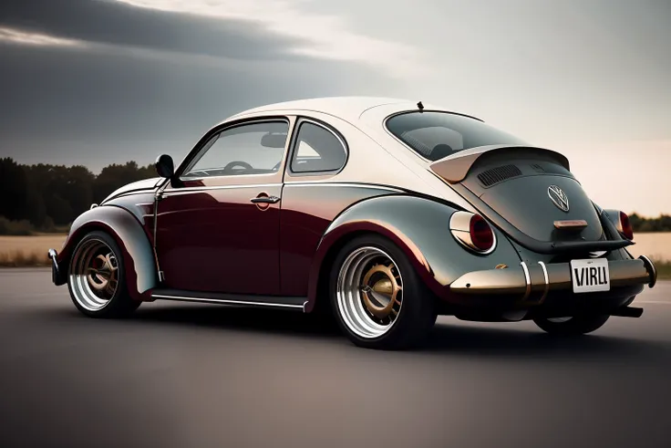 (nvinkpunk:1.0) (snthwve style:0.8) VAL1 Volkswagen beetle VAL2, lightwave, afternoon, intricate, highly detailed