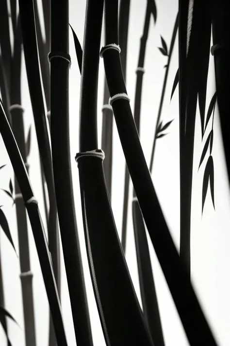 China ink painting，Traditional chinese painting，bamboos，Black and white bamboo，Delicate and clear