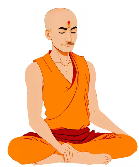 Cartoon illustration of a man sitting in yoga pose, wise old indian guru, monk meditation, in meditation posture, The Hindu phase of meditation, sukhasana, inspired by Bapu, prayer meditation, in meditation posture, Buddhist monk meditation, stoic pose, yo...