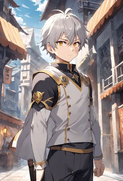 Anime characters with short silver-gray hair and blonde eyes standing in front of the adventurers guild, Best anime 4k konachan wallpaper, Tall anime guy, Silver-gray hair, , Anime art wallpaper 4k, Anime art wallpaper 4 K, Key anime art, , 4K manga wallpa...