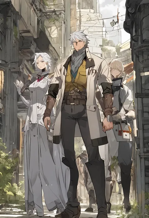 Anime characters with short silver-gray hair and blonde eyes standing in front of the adventurers guild, Best anime 4k konachan wallpaper, Tall anime guy, Silver-gray hair, Anime art wallpaper 4k, Anime art wallpaper 4 K, Key anime art, 4K manga wallpaper ...