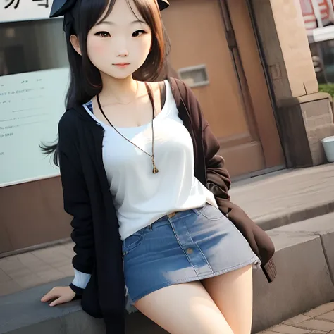 A loli-style girl wears a miniskirt