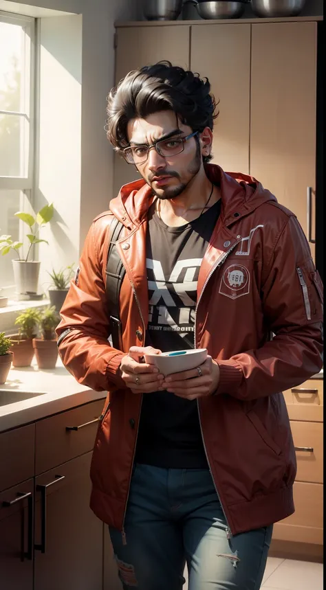 Carryminati checking his kitchen, angry, wearing jacket