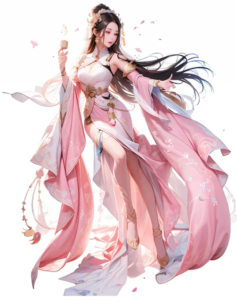 1girl in a red long dress with flowing hair, a beautiful fantasy empress, spuer beauty,inspired by lan ying, full body xianxia, ...