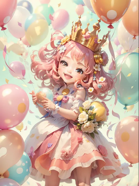 Happy Celebration、balloons、Cute Princess、A big smile、cute little