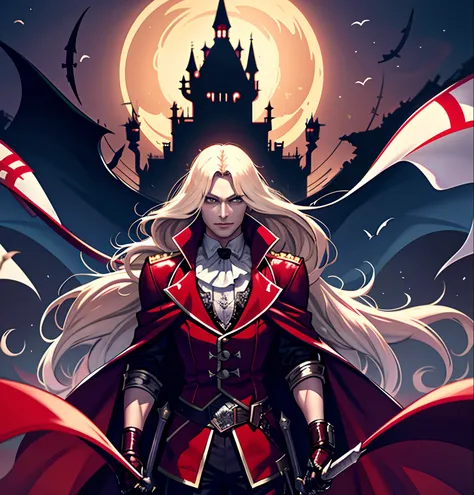 alucard Castlevania Netflix, Combat posture with a sword, Nuit, castle,