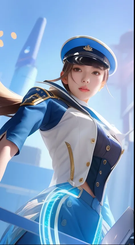 a close up of a woman in a uniform holding a sword, ashe, range murata and artgerm, style artgerm, kda, sakimichan frank franzzeta, artgerm style, trending artgerm, style league of legends, mobile legends, vivy, inspired by Leng Mei, ig model | artgerm