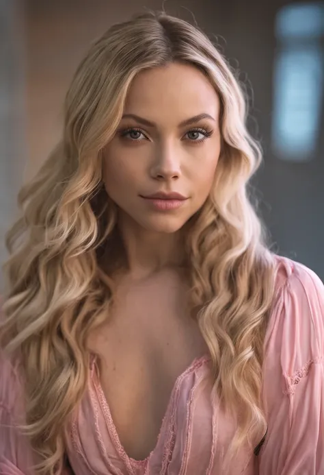 araffed woman with long blonde hair and a pink dress, portrait sophie mudd, blonde hair and large eyes, brunette with dyed blonde hair, kailee mandel, sydney sweeney, long blonde hair and large eyes, ellie victoria gale, portrait of vanessa morgan, pokiman...