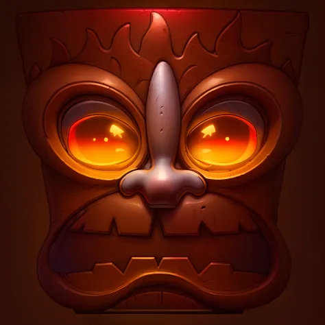 （red colour:0.8），（amarelo:0.1），（brown pubic fur:0.4），Mayan statue，Hawaiian style，gameicon，highest masterpiece，high qulity