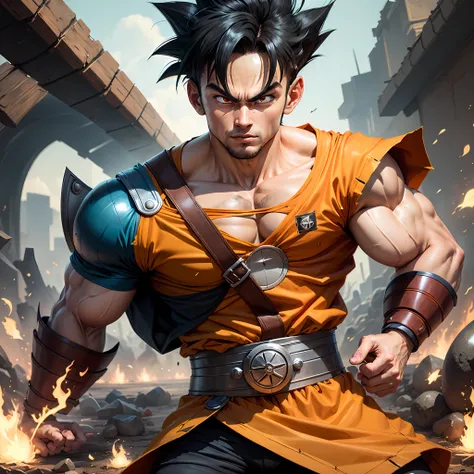 Homem de ferro misturado com o Goku de Dragon Ball