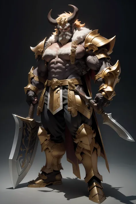 (​masterpiece、top-quality、ultra-detailliert、Best Shadows)、Hyper-detailing、The best lighting、Beastman、Sai Beastman、Macho figure、male people、Armed with armor、Axe in hand、