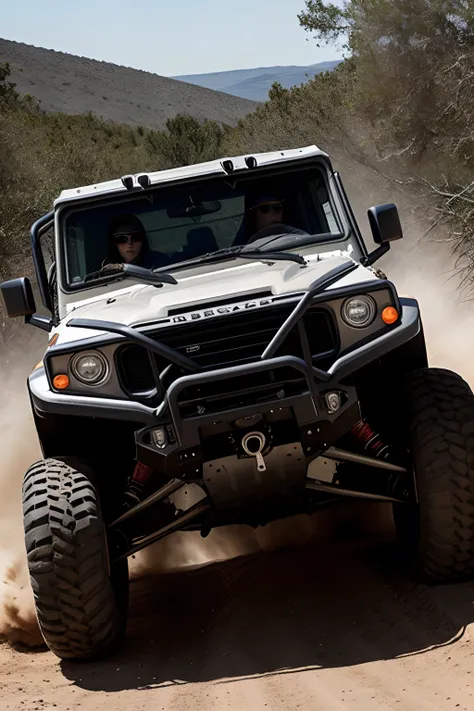 Woman driving an off-road vehicle，Muscular