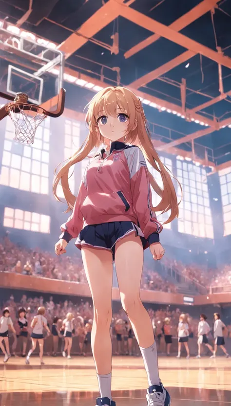 Im a girl in high school gym clothes。Play sports。