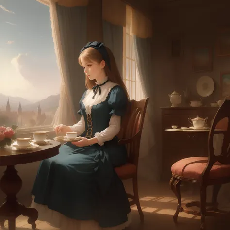 Black Alice at the Tea Party Thomas Kinkade, Alice in Wonderland, 1 Women, Delicate