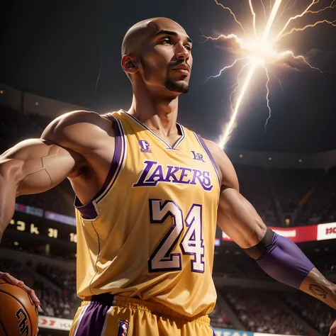 Kobe Bryant wore the No. 24 Lakers jersey and used a lightning whirlwind on a helicopter