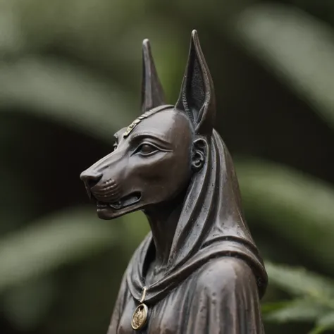 anubis statue, scene in cemetery, rain, dark, perfect photo, detail