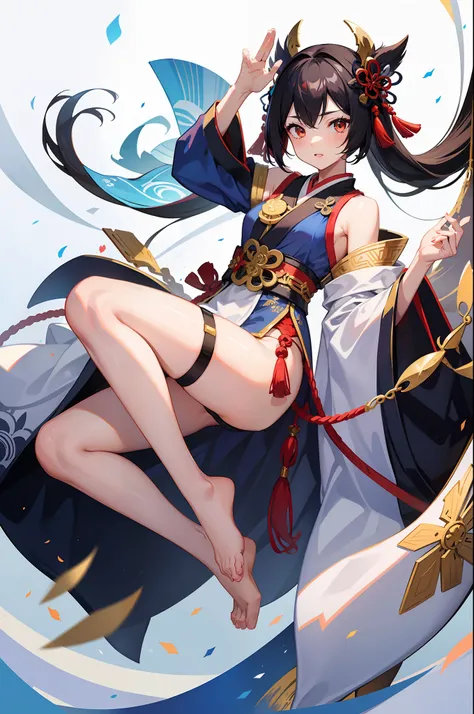 female Onmyoji, casting pose, petite, cute aura, student body shape, loose outfit