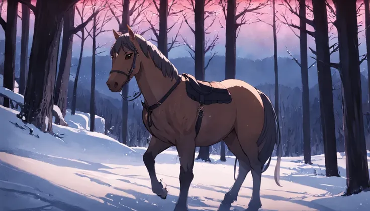 Whose woods these are I think I know.   
His house is in the village though;   
He will not see me stopping here   
To watch his woods fill up with snow.   

My little horse must think it queer   
To stop without a farmhouse near   
Between the woods and f...