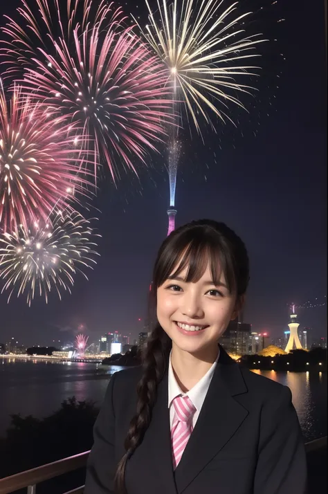 A smile、hi-school girl、校服、While doing fireworks、mare、Tokyo Skytree、cherry trees