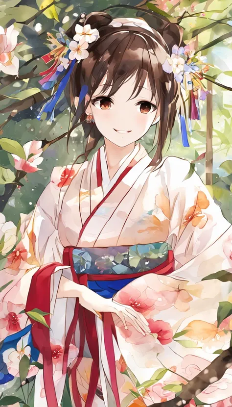 masterpiece, highres, best quality, 1girl solo, kamisato_ayaka, smile, kimono