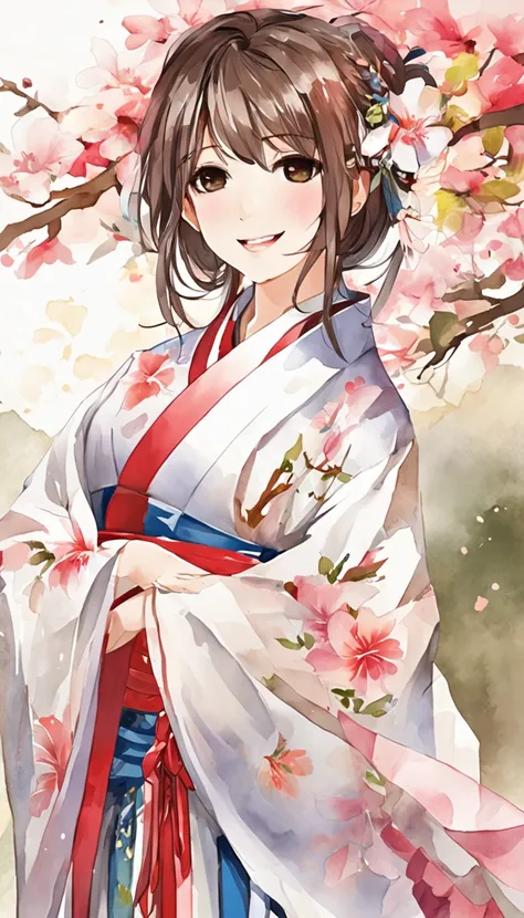 masterpiece, highres, best quality, 1girl solo, kamisato_ayaka, smile, kimono