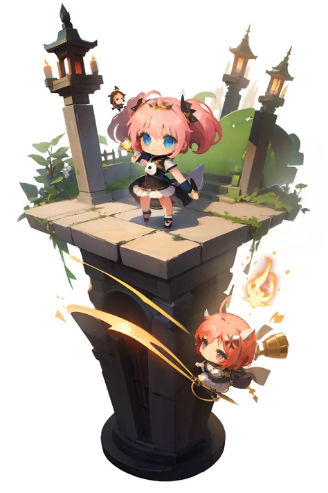 ​masterpiece,HIG quality,[(White background:1.4)::5],(Chibi:1.5),Bottle Bottom,candelabra,pedestal,nffsw, ((Chibi Chara)),Cute and beautiful Chibi,girl with,ninjartist,mansion