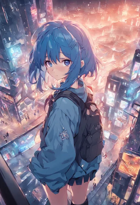 Anime girl with blue hair and blue eyes in the city, anime style 4 k, anime wallpaper 4k, anime wallpaper 4 k, anime art wallpaper 4k, anime art wallpaper 4k, Anime art wallpaper 8k, 4k anime wallpaper, 4 k manga wallpaper, best anime 4k konachan wallpaper...