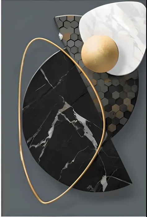 um close up de uma placa com um objeto de madeira sobre ela, black marble and gold, Marmore material, made of liquid metal and marble, black marble, marble, marble and gold, smooth marble surfaces, marble and golden hand, exquisite marble details, carved b...