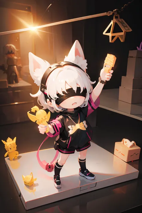 (((Chibi 1.3))) Cute and beautiful Chibi,(blind box toy style:1.8), (Full body photo) , (1 rapariga),mechs, Exquisite helmet:1.2, Combat goggles:1.2, Cyberpunk Personality, Dreamy glow, Twinkle Neon, clean, Transparent draft, ( Global Illumination, Ray tra...