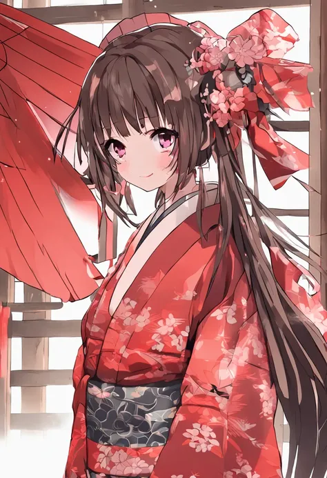 animemanga girl，Nagawa Taffy，red kimono