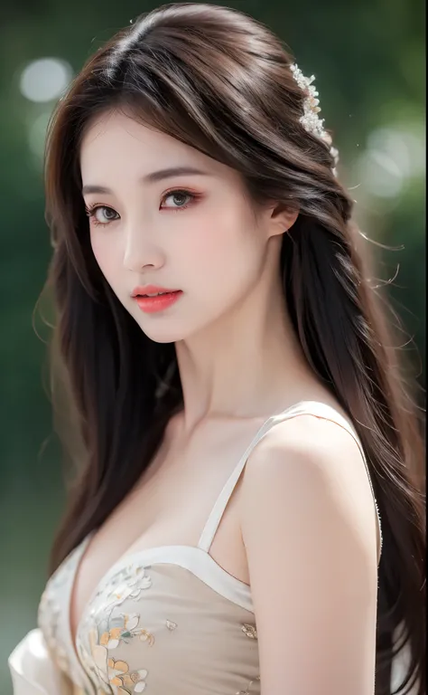 ((Best Quality, 8k, Masterpiece: 1.3)), Focus: 1.2, Perfect Body Beauty: 1.4, Buttocks: 1.2, ((Layered Haircut)), (Wet Clothes: 1.1), (Rain, Street:1.3), (Breasts: 1.2), (Hanfu: 1.2), Bare Shoulders, Bare Legs, Highly Detailed Face and Skin Texture, Fine E...